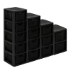 BranQ plastic shelf in rattan design with 4 baskets, made of BPA-free polypropylene, black, 29.5 x 24 x 64.2 cm
