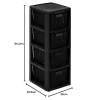 BranQ plastic shelf in rattan design with 4 baskets, made of BPA-free polypropylene, black, 29.5 x 24 x 64.2 cm