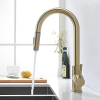 TIMACO kitchen faucet in brushed gold with pull-out spray head and 360° swivel function