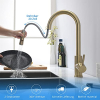 TIMACO kitchen faucet in brushed gold with pull-out spray head and 360° swivel function