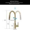 TIMACO kitchen faucet in brushed gold with pull-out spray head and 360° swivel function