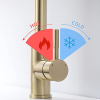 TIMACO kitchen faucet in brushed gold with pull-out spray head and 360° swivel function
