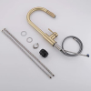 TIMACO kitchen faucet in brushed gold with pull-out spray head and 360° swivel function
