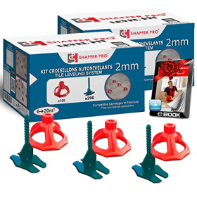 Shaffer Pro tile leveling system 2 mm with 400 clips and 200 reusable screw caps