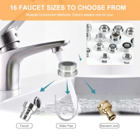 16-teiliges Wasserhahn Adapter Set 16–28 mm für Garten- und Küchenanschlüsse, mit Dichtungen