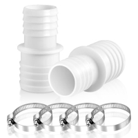 Set of 2 hose connectors 32–38 mm with 4 metal clamps for pool and washing machine hoses