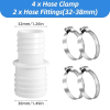 Set of 2 hose connectors 32–38 mm with 4 metal clamps for pool and washing machine hoses
