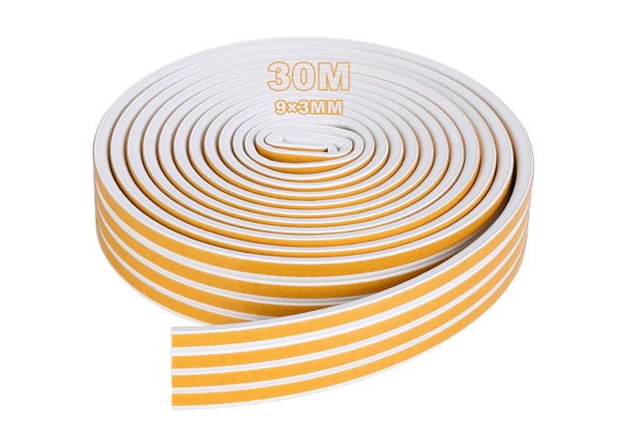 Cinta de sellado AiQInu para ventanas y puertas correderas, 6 × 9 mm, 30 m, resistente al calor. Cinta de sellado AiQInu para ventanas y puertas correderas, 6 × 9 mm, 30 m, resistente al calor.