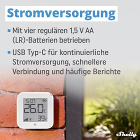 Sensor de temperatura y humedad WiFi Shelly H&T Gen3 para hogar inteligente, blanco
