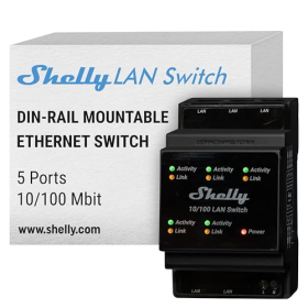 Коммутатор Shelly LAN Switch Ethernet для монтажа на DIN-рейку, с 5 портами RJ45