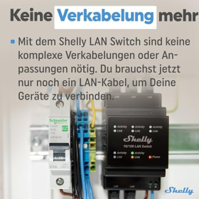 Conmutador de red Ethernet Shelly LAN Switch para montaje en carril DIN con 5 puertos RJ45