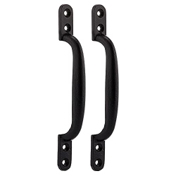 Manilla de puerta de hierro fundido en forma de D, color negro, para puertas de madera y de granero, 2 unidades.