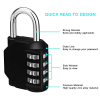 4-digit combination lock for lockers, schools, gyms and outdoor areas, black