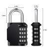 4-digit combination lock for lockers, schools, gyms and outdoor areas, black