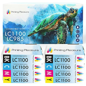 LC985 kompatible Tintenpatronen-Set für Brother MFC/DCP Drucker, Schwarz/Cyan/Magenta/Gelb, hohe Kapazität (8 Stück)