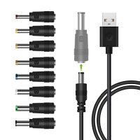 LANMU USB-to-DC power adapter cable with 8 DC plugs