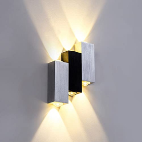 Aplique de pared LED de 6W para uso interior, moderno aplique de aluminio con luz bidireccional.