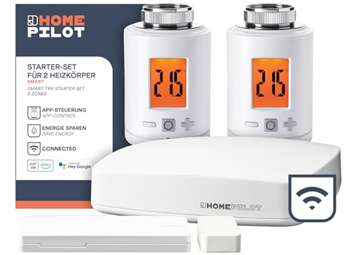 Smart radiator thermostat set HOMEPILOT starter set for 2 radiators with gateway Smart radiator thermostat set HOMEPILOT starter set for 2 radiators with gateway