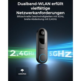 Reolink Video-Türklingel mit Kamera, Akku, 2K WLAN, Personen-/Fahrzeug-/Paketerkennung 