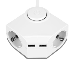 REV Steckdosenleiste, Ecksteckdose 2-fach mit 2 USB, Schalter, 1,5 m