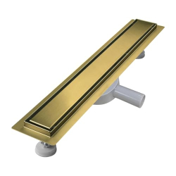 Desagüe de ducha de 120 cm, color dorado, 2 en 1 con filtro antiolor y colador para cabello.