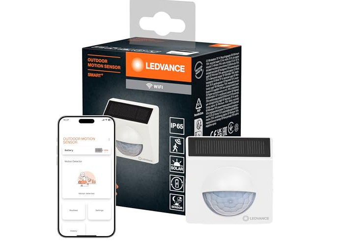LEDVANCE SMART+ WiFi motion detector with solar power for outdoor use LEDVANCE SMART+ WiFi motion detector with solar power for outdoor use