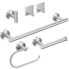 Juego de accesorios de baño de acero inoxidable, 6 piezas, con toallero y ganchos.