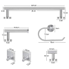 Juego de accesorios de baño de acero inoxidable, 6 piezas, con toallero y ganchos.