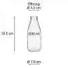 Mikken 4 botellas de vidrio de 500 ml con tapas plateadas, tapas de repuesto y etiquetas.