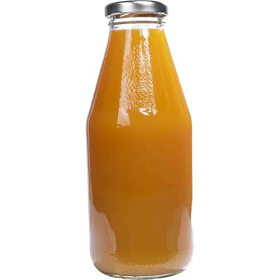 Mikken 4 botellas de vidrio de 500 ml con tapas plateadas, tapas de repuesto y etiquetas.