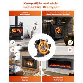 6-blade fireplace fan without electricity – Quiet, heat-powered stove fan