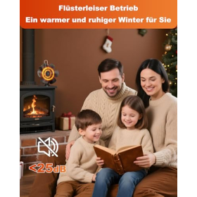 6-blade fireplace fan without electricity – Quiet, heat-powered stove fan