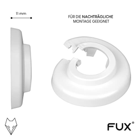 Juego de rosetas para tuberías de calefacción orgánicas FUX para tuberías individuales, 2 piezas