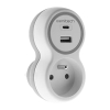 Enchufe de 16 A con 2 puertos de carga USB-A y C, blanco/gris, ZENITECH