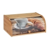 Relaxdays Panera de bambú con tapa enrollable con diseño, panera hermética con estante, Alt. 17 x 40 x 27 cm, natural