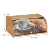 Relaxdays Panera de bambú con tapa enrollable con diseño, panera hermética con estante, Alt. 17 x 40 x 27 cm, natural