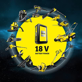 Kärcher 18 V battery and charger 18/50, 18 V/5 Ah, lithium-ion battery, 100% charge in less than 2.5 hours, for all devices of the 18 V Battery Power battery platform
