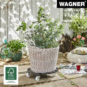 Подставка на колесиках для растений WAGNER WPC Ø50 см, для дома и улицы, композит FSC®, антрацит, нагрузка до 120 кг