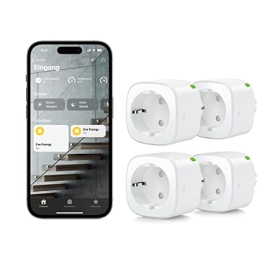 Set of 4 Eve Energy (Matter) – Matter & Thread-enabled Smart Plugs, compatible with Apple Home, Alexa, Google Home and SmartThings