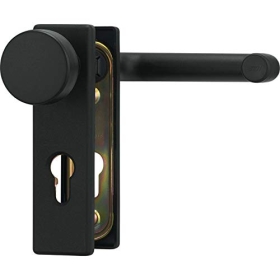 ABUS fitting KFG for fire doors - with handle inside and knob outside - short, angular cover plate - 21526 - Black