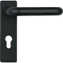 Herraje ABUS KFG para puertas cortafuegos - con tirador interior y pomo exterior - placa corta angular - 21526 - negro