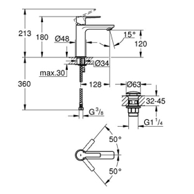 Basin mixer tap size S 1/2″ Supersteel – GROHE