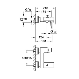 Grohe Eurocube bath and shower mixer