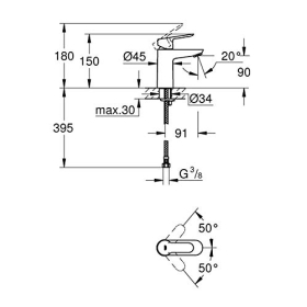 Grifo monomando para lavabo GROHE, cromado