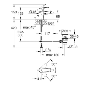 Grohe Start Edge - batería para bidé monomando