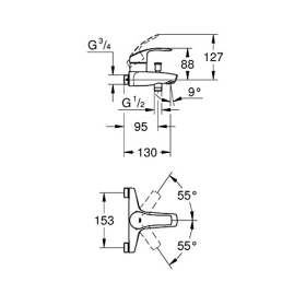 GROHE Eurosmart Einhebel-Badewannenarmatur zur Wandmontage, Chrom