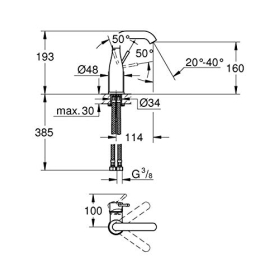 Grohe 1/2 Zoll Spültischarmatur M, EcoJoy, Quickfix Plus, glatter Körper