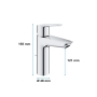 GROHE QUICKFIX Start Badarmatur, Einhebel, mit Ablaufgarnitur, wassersparender Mousseur, Größe M, Chrom, 23552002 (Import aus Deutschland)