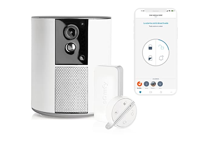 Somfy One+ 2401493, sistema de alarma para el hogar, sirena integrada de 90dB, detector de movimiento, sensor de puerta y cámara de visión nocturna 1080P Somfy One+ 2401493, sistema de alarma para el hogar, sirena integrada de 90dB, detector de movimiento, sensor de puerta y cámara de visión nocturna 1080P