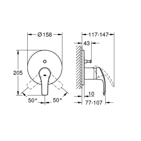 GROHE Eurosmart Einhebel-Badarmatur, mit Umsteller